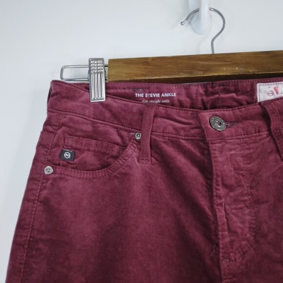 Adriano Goldschmied Anthropologie The Stevie Ankle Velvet Burgundy Wine Size 25 - Picture 4 of 10